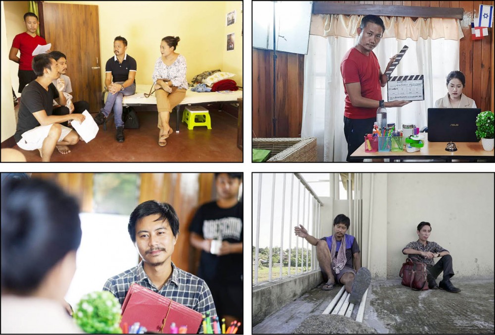 Production team and casting crew during the shooting of the web series adapted from the novel Dreams & Chaos written by Sentilong Ozukum. (Photo Courtesy: DABA YM Drama Club)
